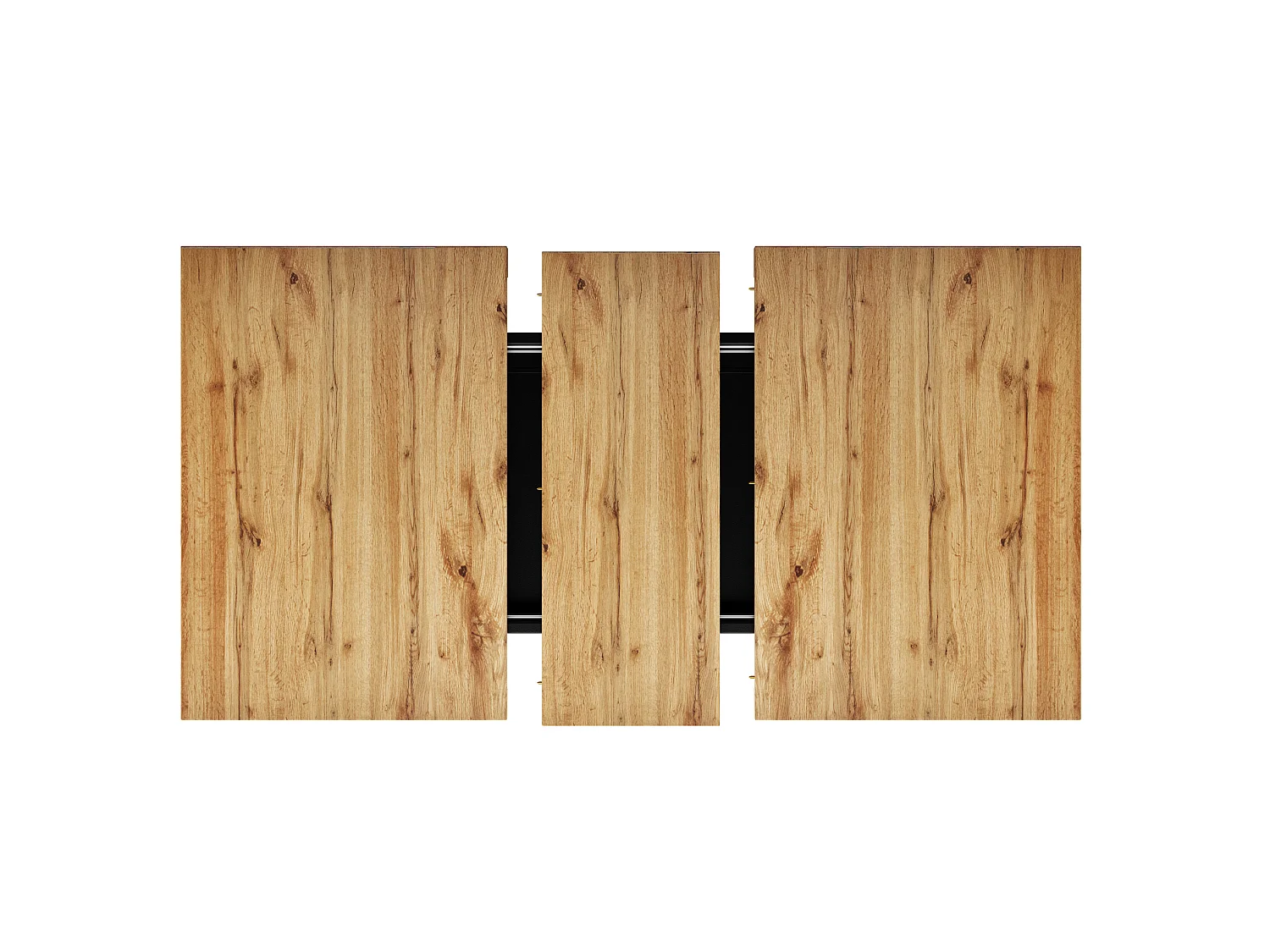 Table à manger extensible 110-140 x 80 cm noir et bois avec 2 portes et LED - Pour 4 à 6 personnes