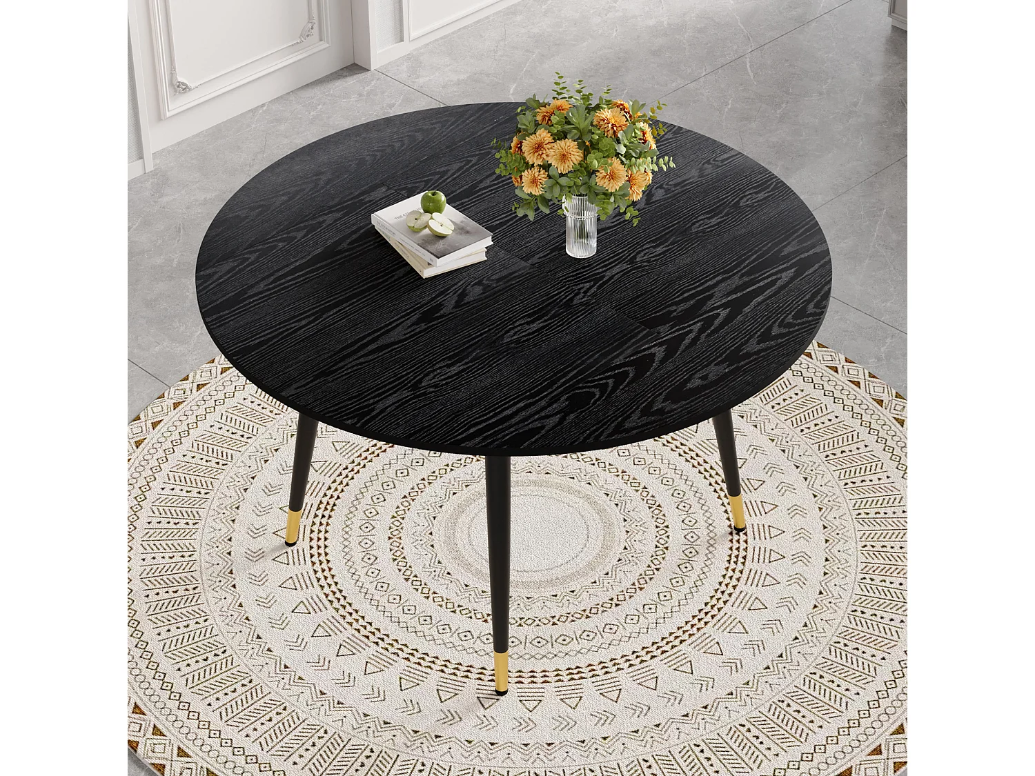 Uitschuifbare eettafel 135 x 85 (135) cm met metalen poten - Zwart