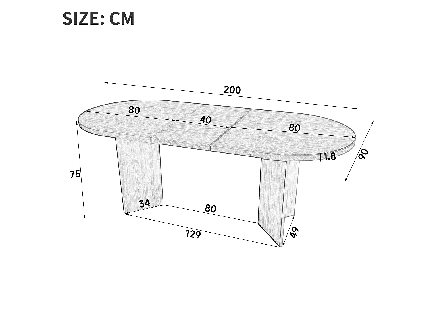Eettafel 200 x 90 cm voor 6 tot 8 personen - Bruin