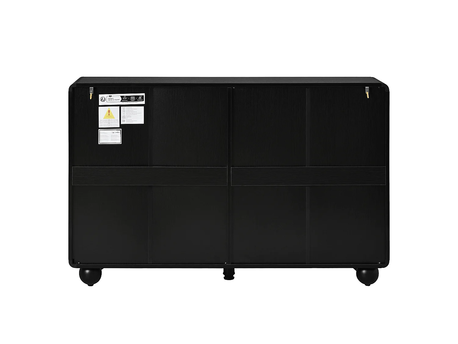 Buffet 140 x 38 x 89 cm avec 2 tiroirs et 4 portes - Lignes courbes - Noir