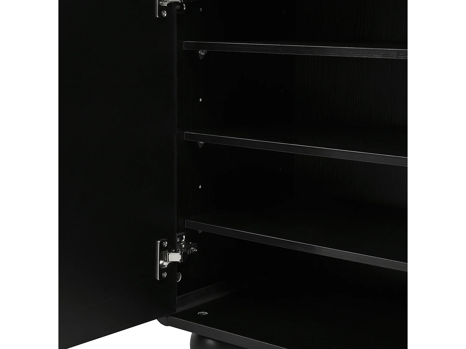 Buffet 140 x 38 x 89 cm avec 2 tiroirs et 4 portes - Lignes courbes - Noir
