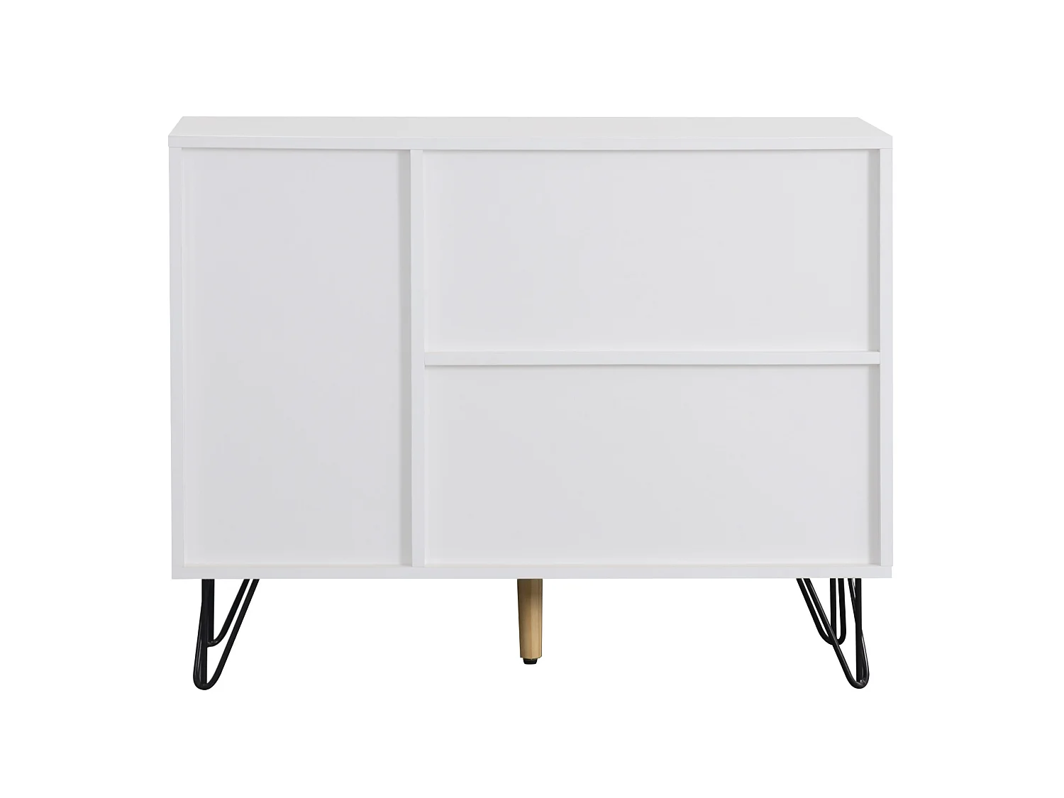 Buffet avec étagères réglables, tiroir et 3 portes - blanc et bois 90x30x71,5 cm
