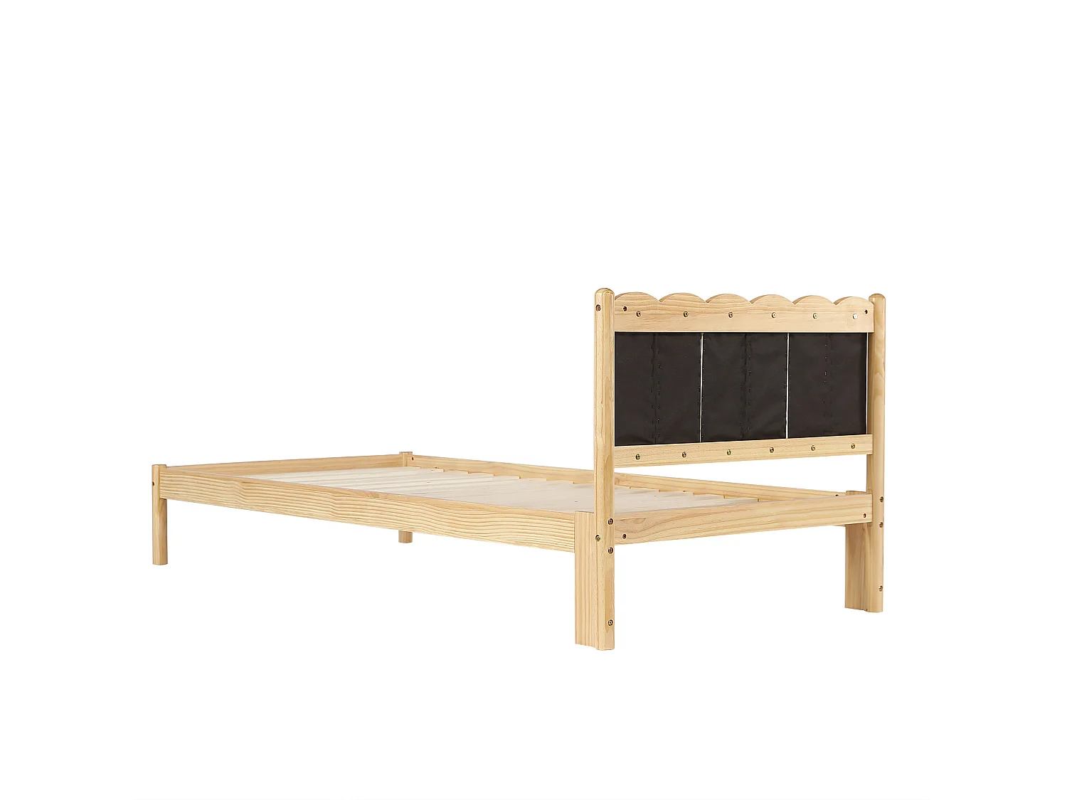Barnsäng i trä 90 x 200 cm med ribbotten - Beige och naturfärgad finish