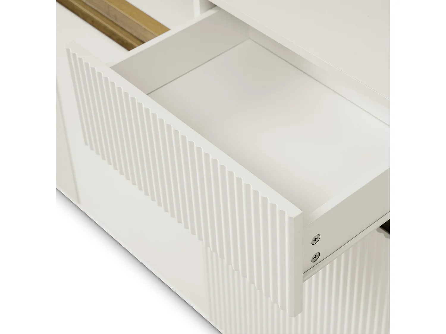 Buffet blanc avec éclairage LED, 2 tiroirs et 3 portes