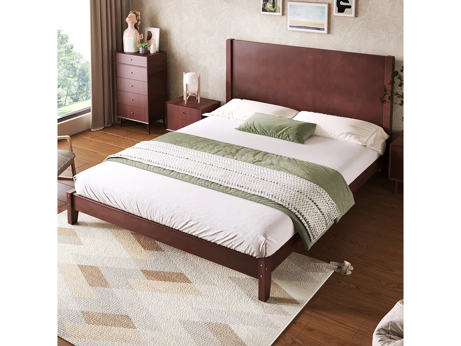 Volwassenenbed 160x200 cm met hoofdbord - MDF-hout - Bruin