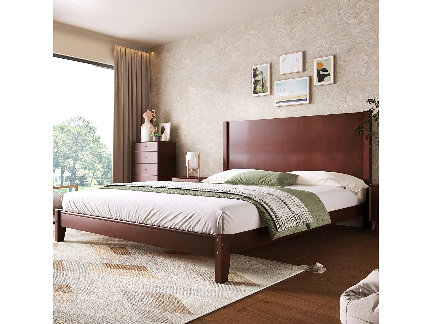 Volwassenenbed 160x200 cm met hoofdbord - MDF-hout - Bruin