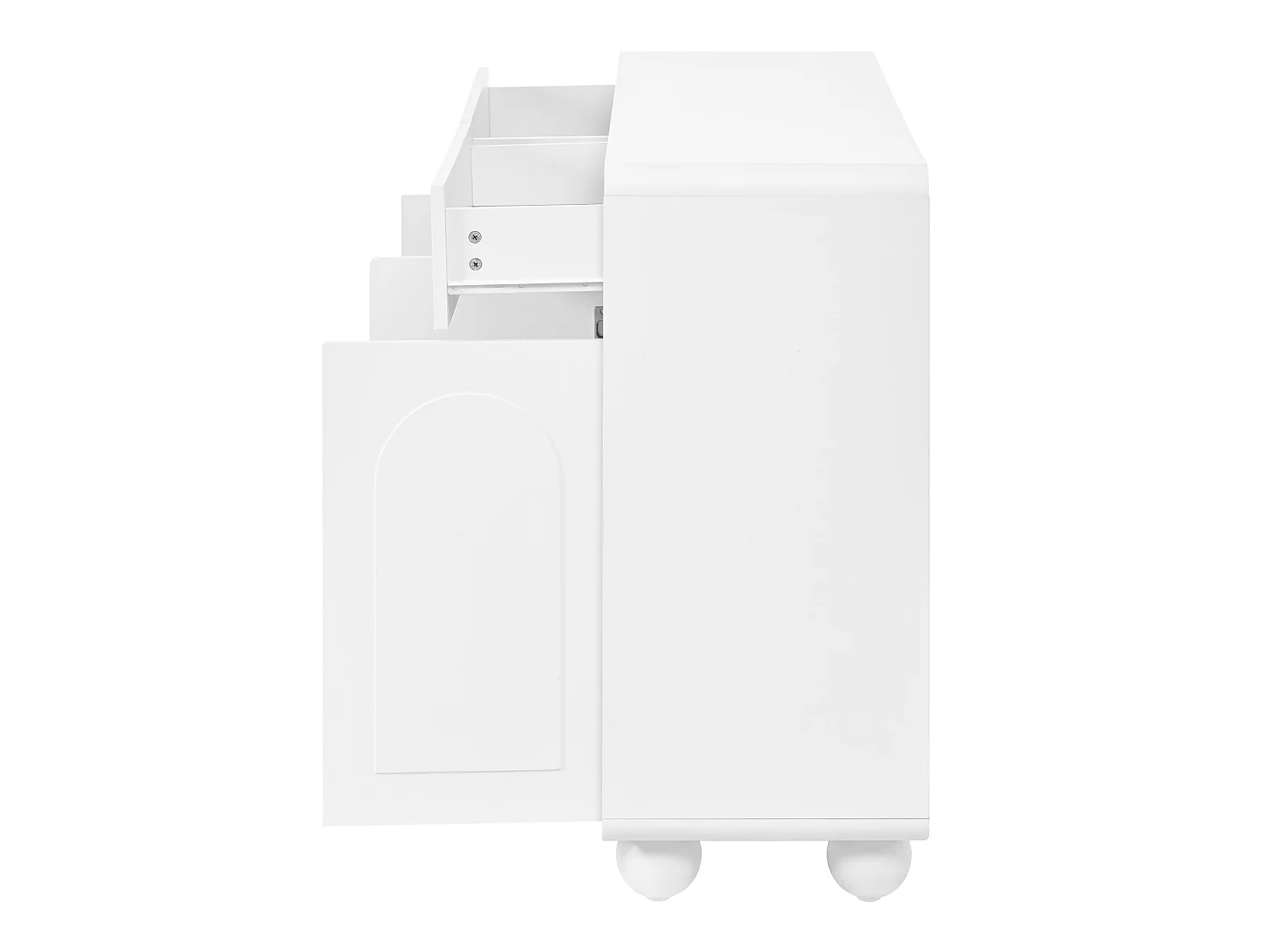 Buffet 140 x 38 x 89 cm avec 2 tiroirs et 4 portes - Lignes courbes - Blanc