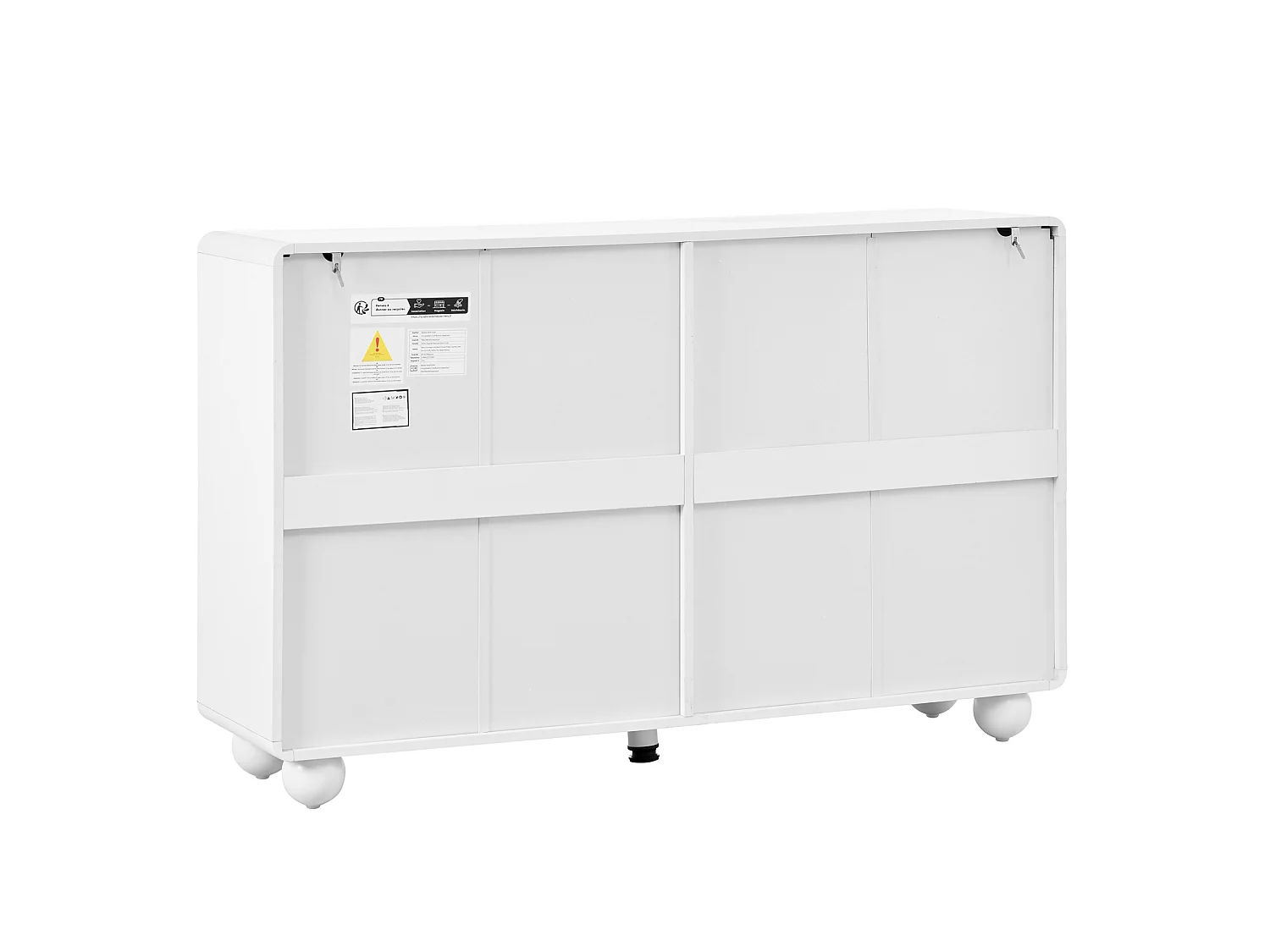 Buffet 140 x 38 x 89 cm avec 2 tiroirs et 4 portes - Lignes courbes - Blanc