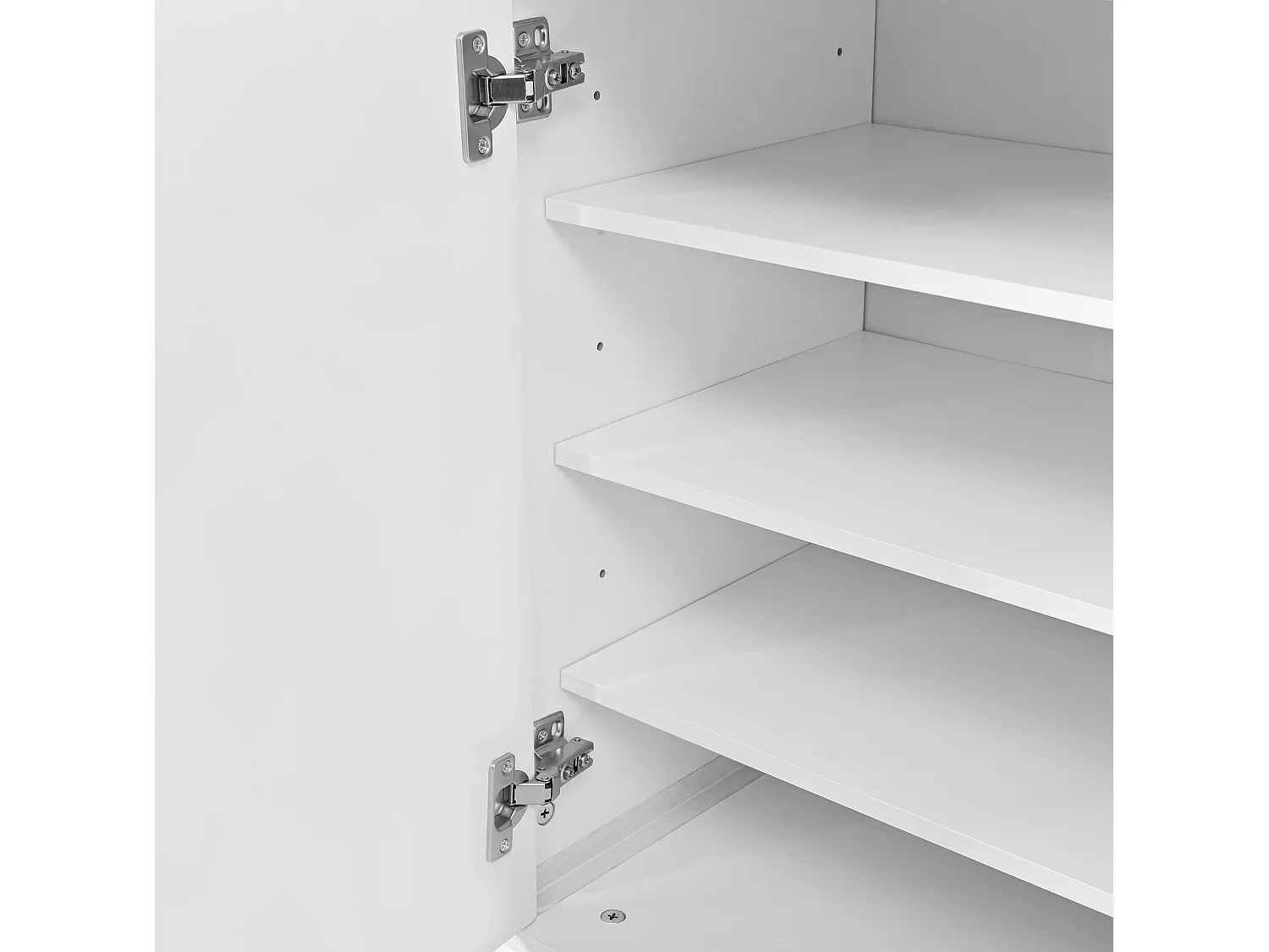 Buffet 140 x 38 x 89 cm avec 2 tiroirs et 4 portes - Lignes courbes - Blanc