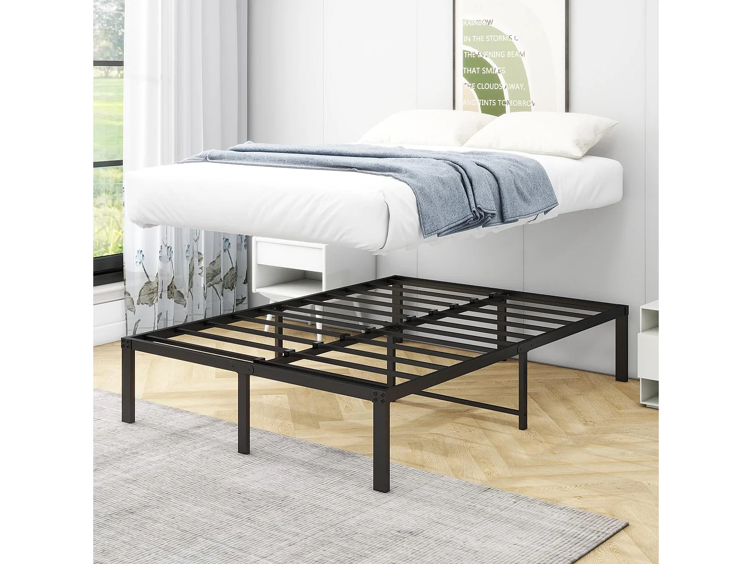Cama infantil 120x200 cm em metal sem cabeceira - Preta