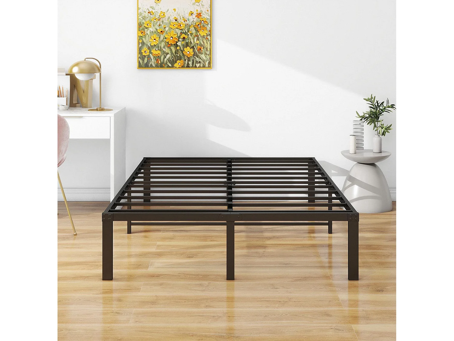 Cama infantil 120x200 cm em metal sem cabeceira - Preta