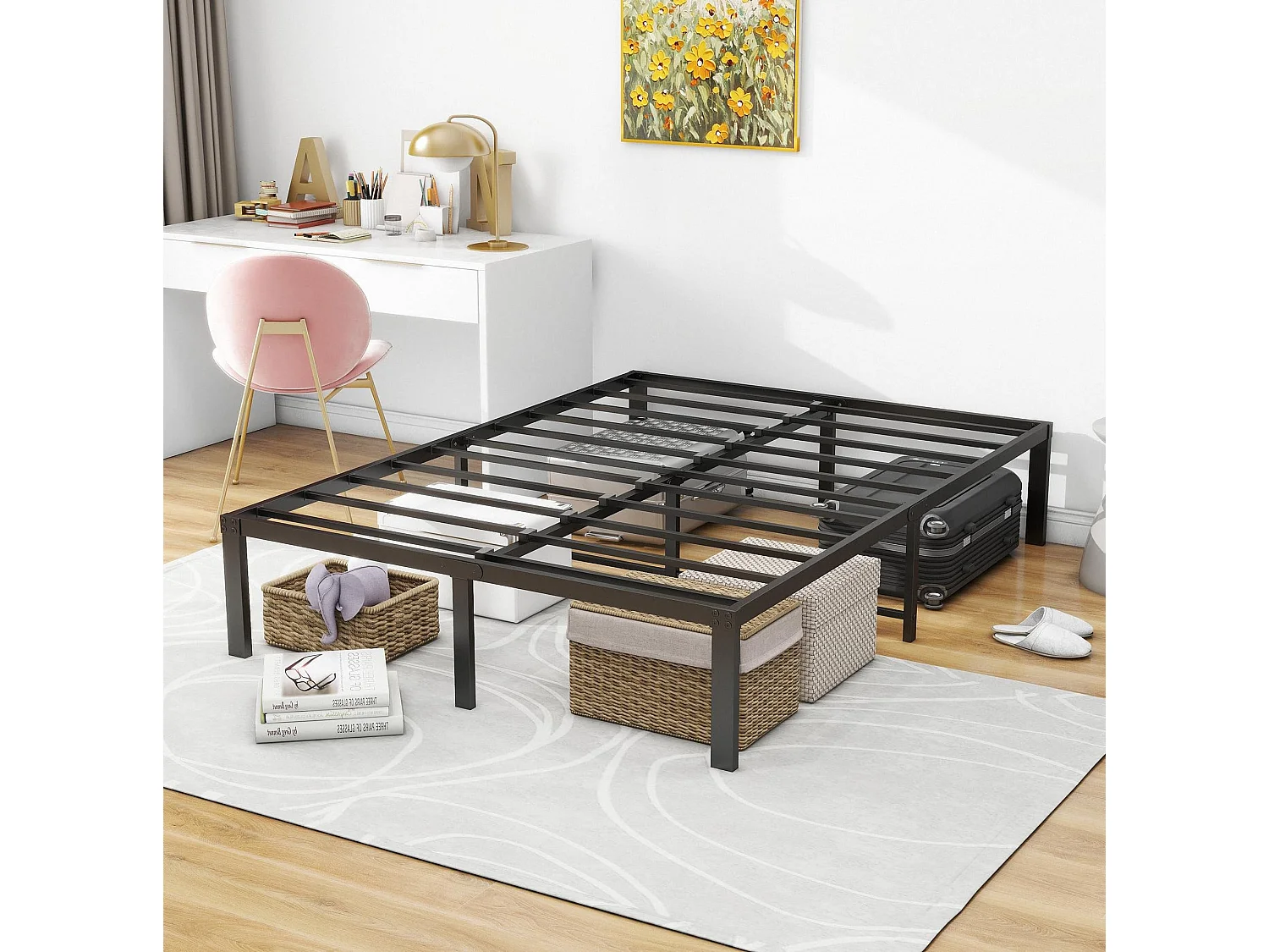 Cama infantil 120x200 cm em metal sem cabeceira - Preta