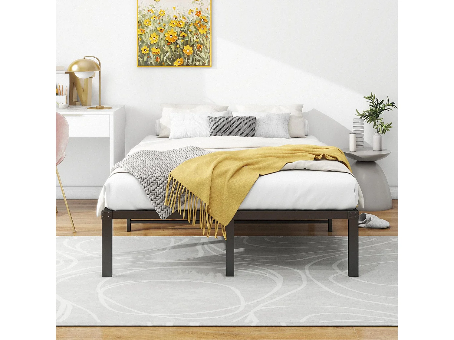 Cama infantil 120x200 cm em metal sem cabeceira - Preta