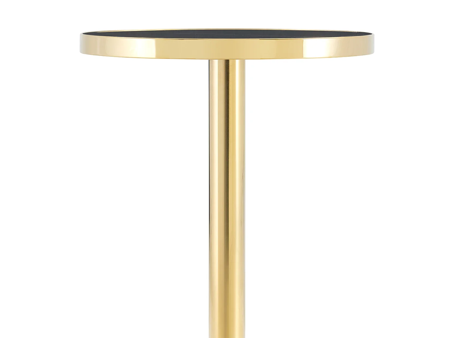 Table d'appoint ronde 60 x 60 cm effet marbre noir - Pied en acier inoxydable doré