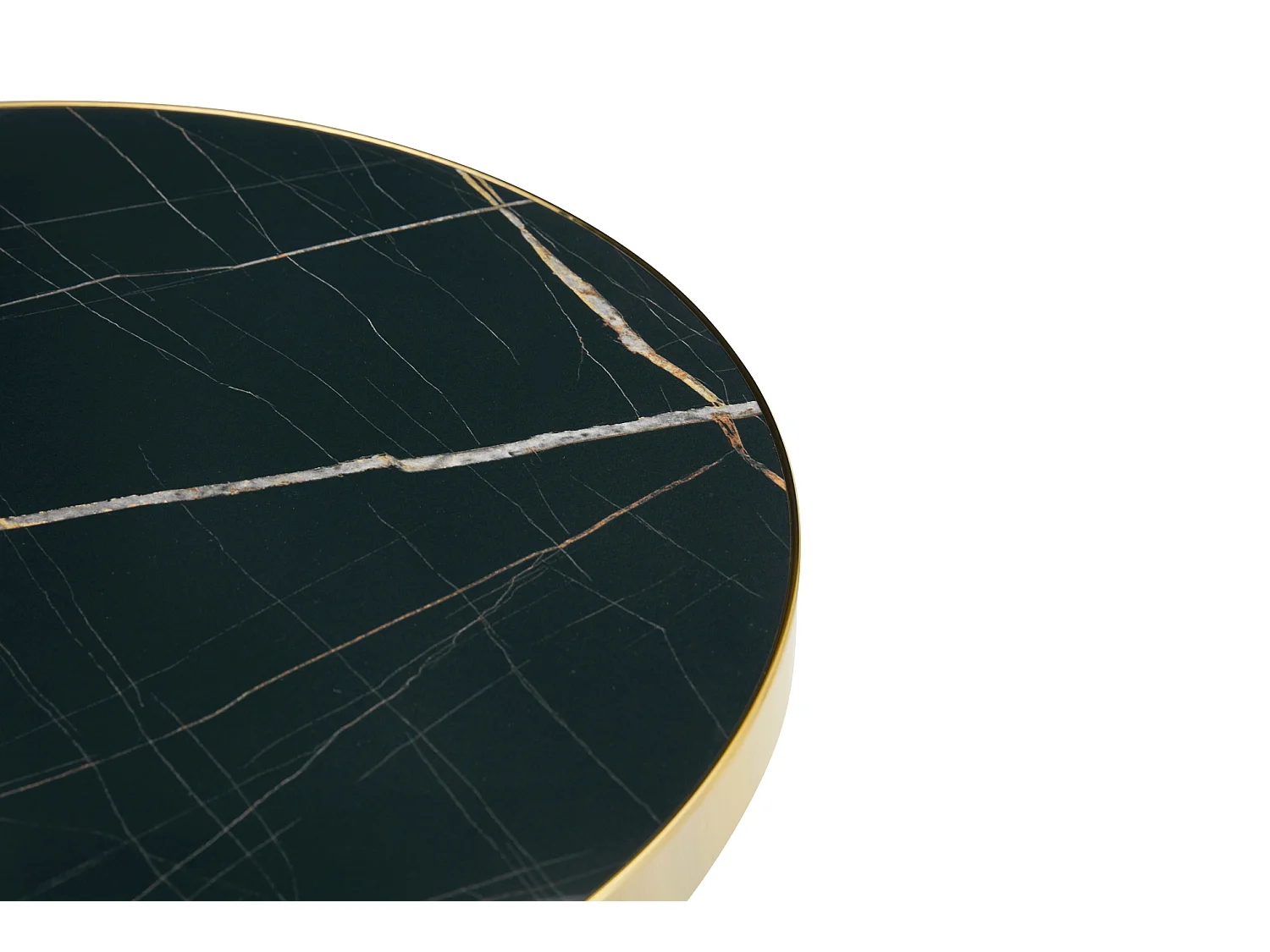Table d'appoint ronde 60 x 60 cm effet marbre noir - Pied en acier inoxydable doré