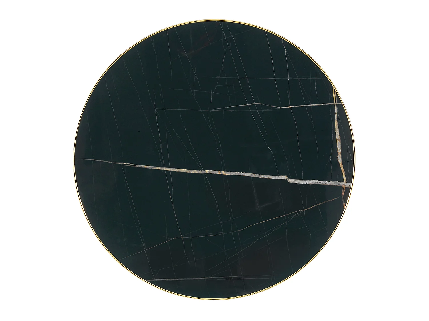 Table d'appoint ronde 60 x 60 cm effet marbre noir - Pied en acier inoxydable doré