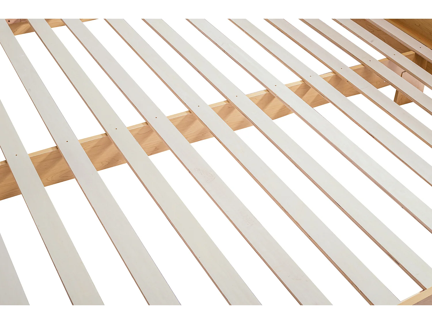 Vuxensäng 180x200 cm med USB-port och 2 nattduksbord - Naturfärgad och beige dubbelsäng