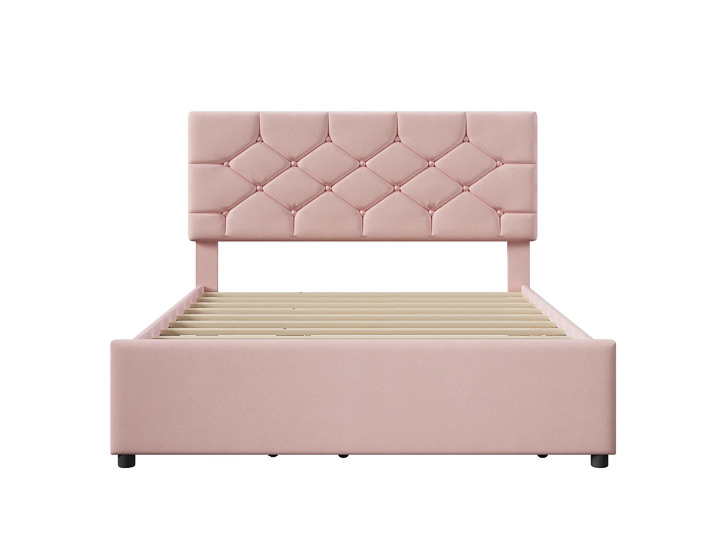 Lit adulte 140 x 200 cm avec lit gigogne 90x190 cm - Velours rose