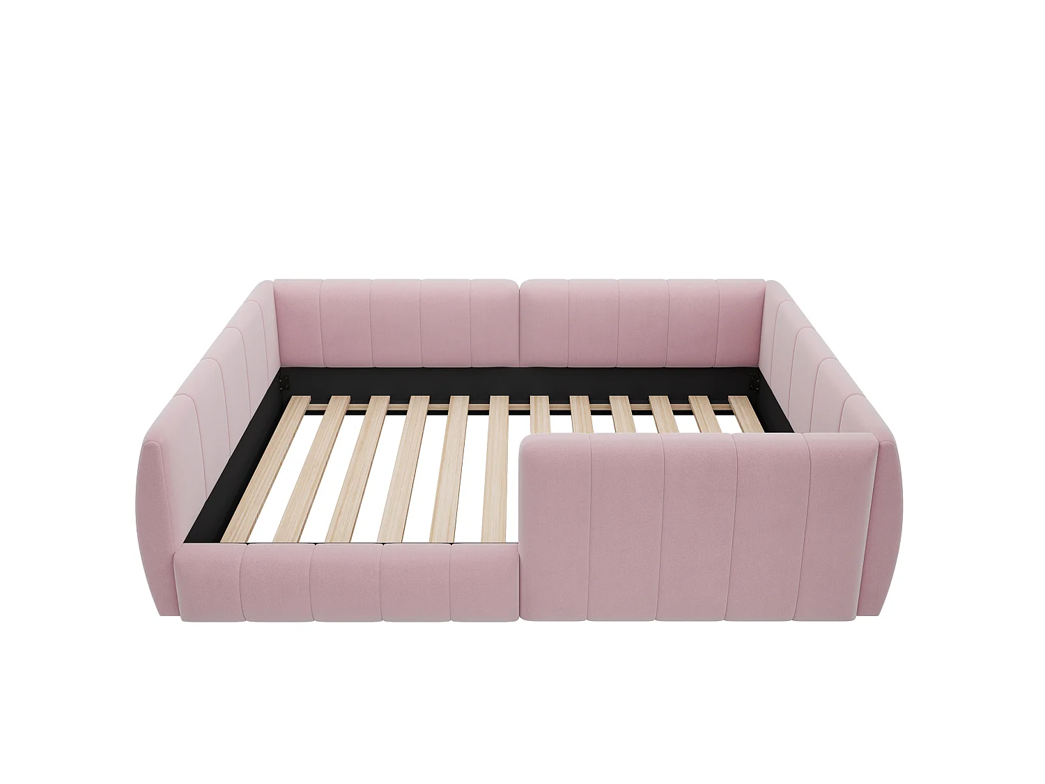 Letto per bambini 90x200 cm in velluto rosa con sponde di sicurezza