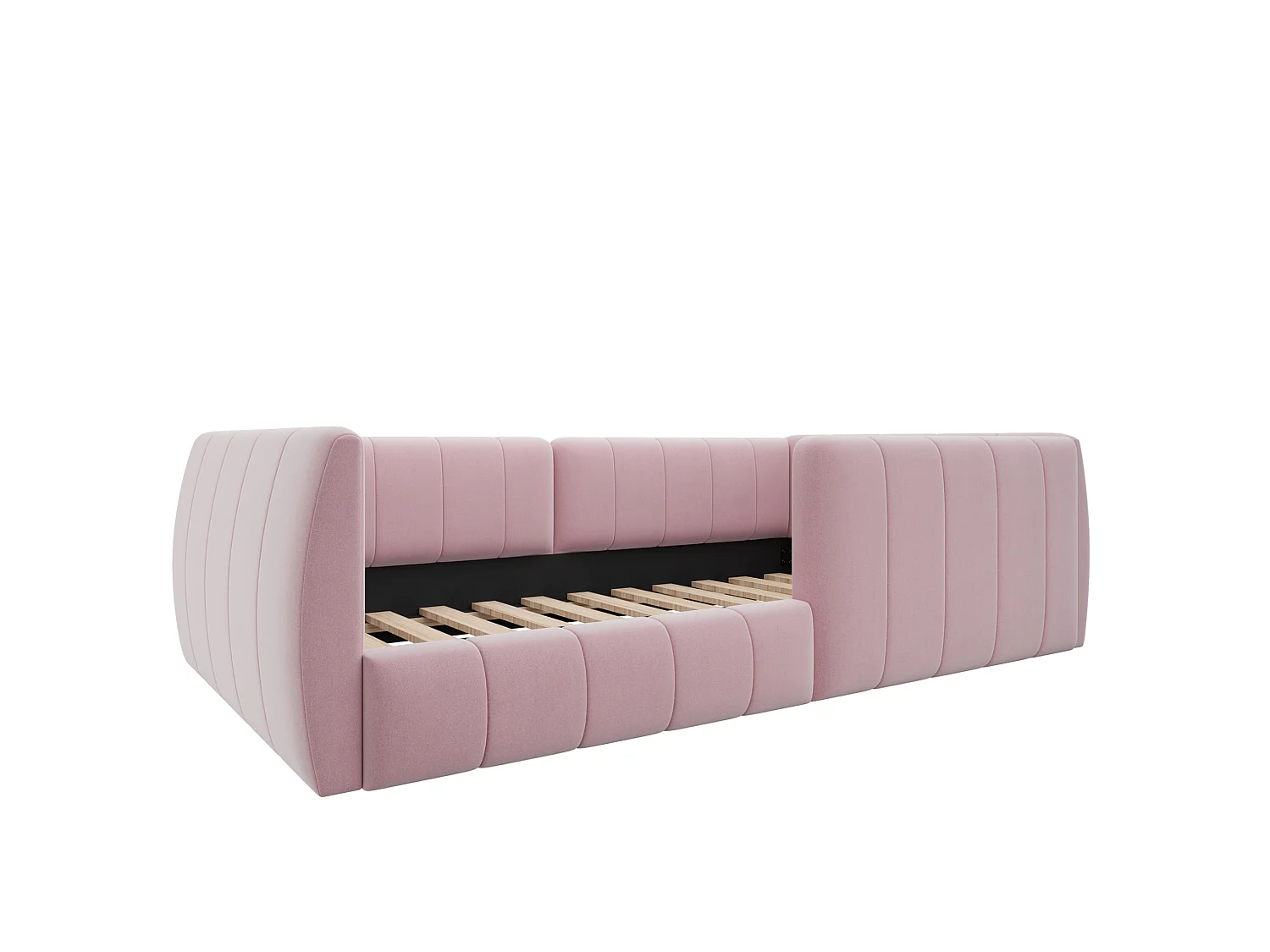 Letto per bambini 90x200 cm in velluto rosa con sponde di sicurezza