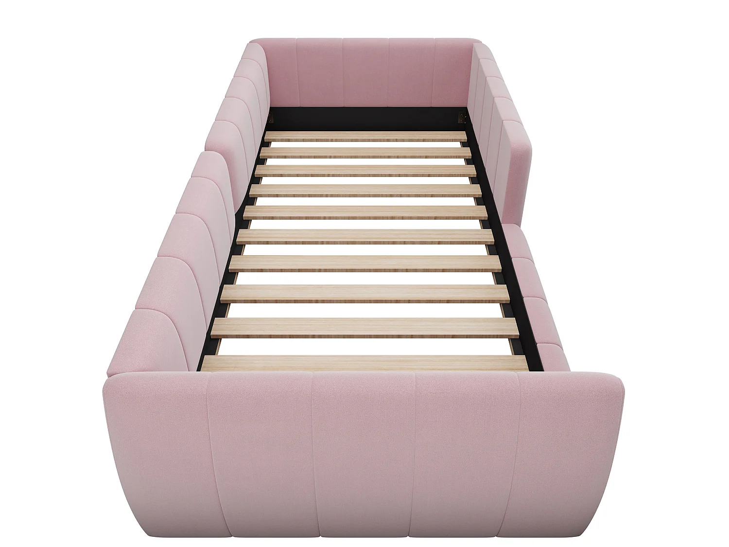 Letto per bambini 90x200 cm in velluto rosa con sponde di sicurezza