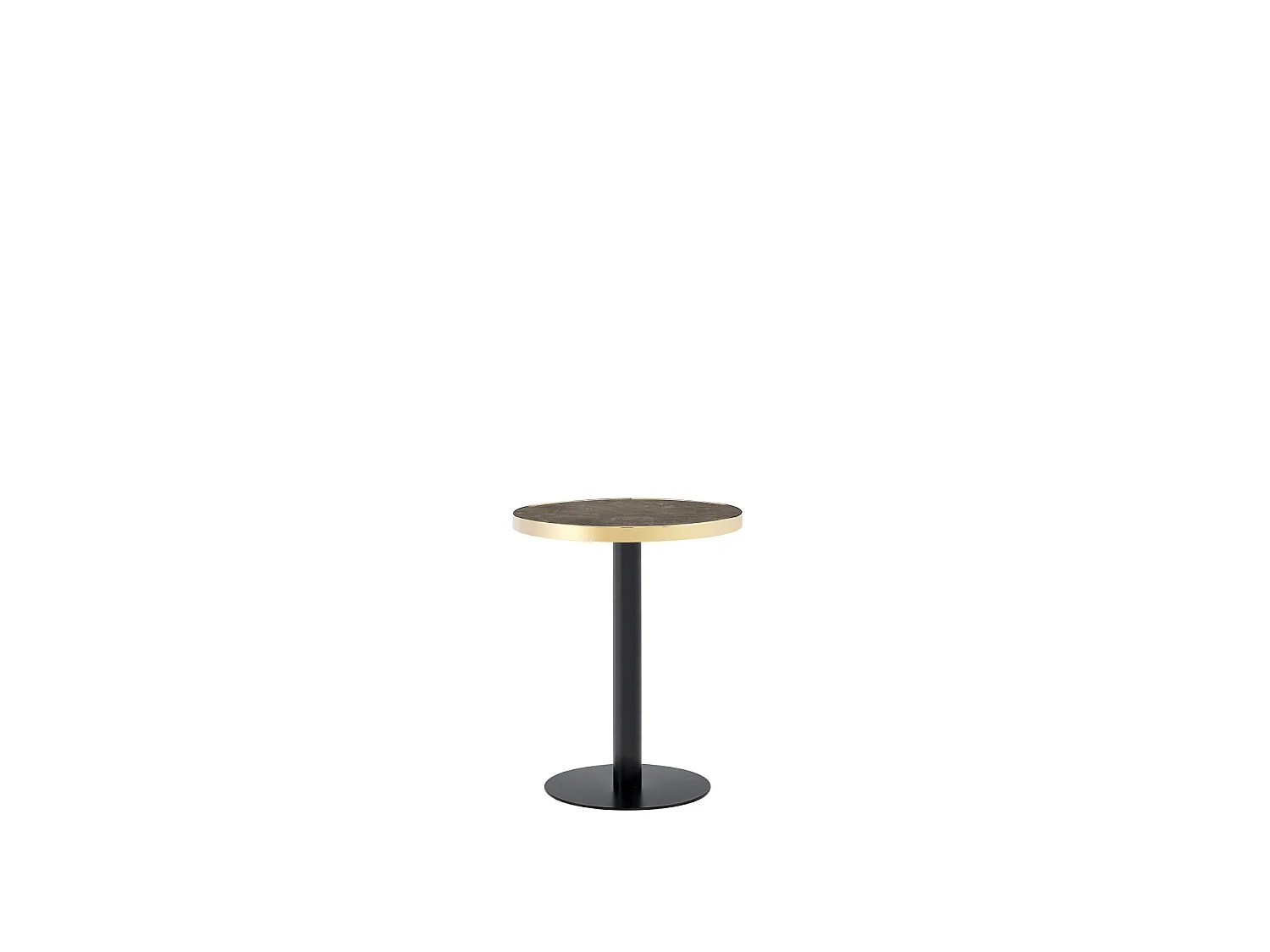 Table d’appoint ronde 60 cm effet marbre gris - Pied en métal noir