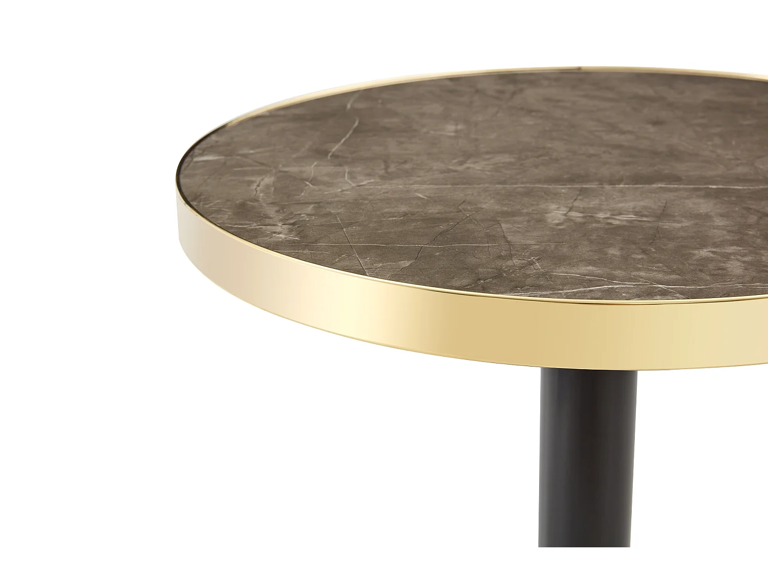 Table d’appoint ronde 60 cm effet marbre gris - Pied en métal noir