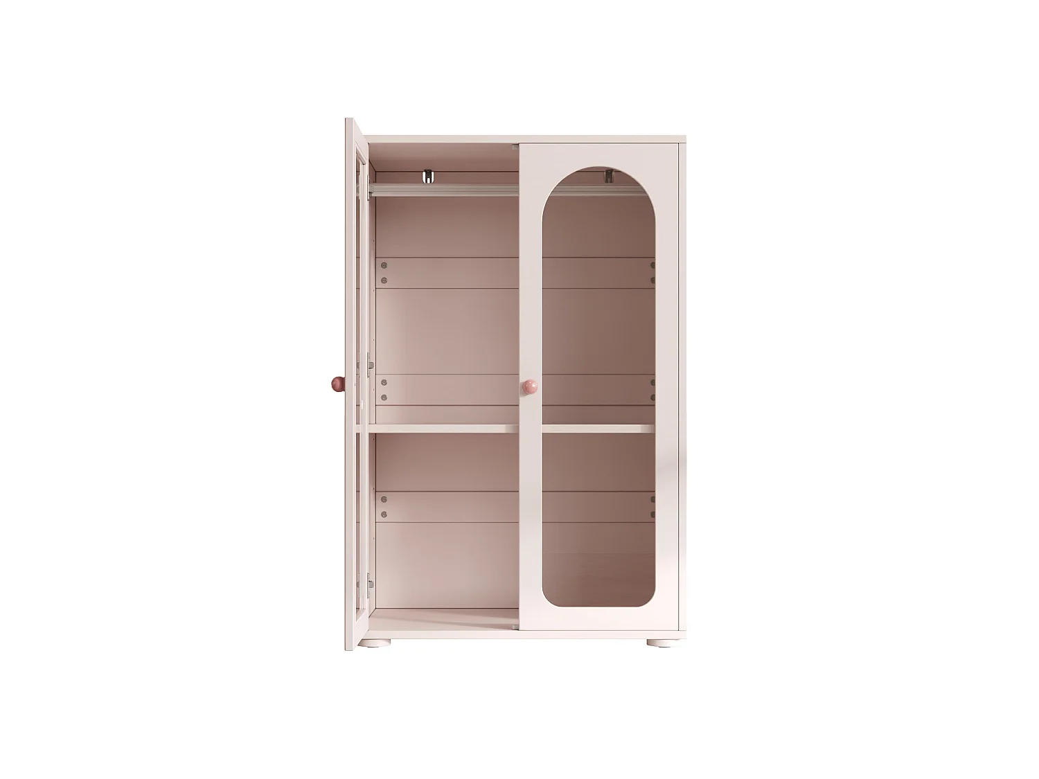 Armoire enfant rose avec 2 portes en acrylique et tringle - MDF