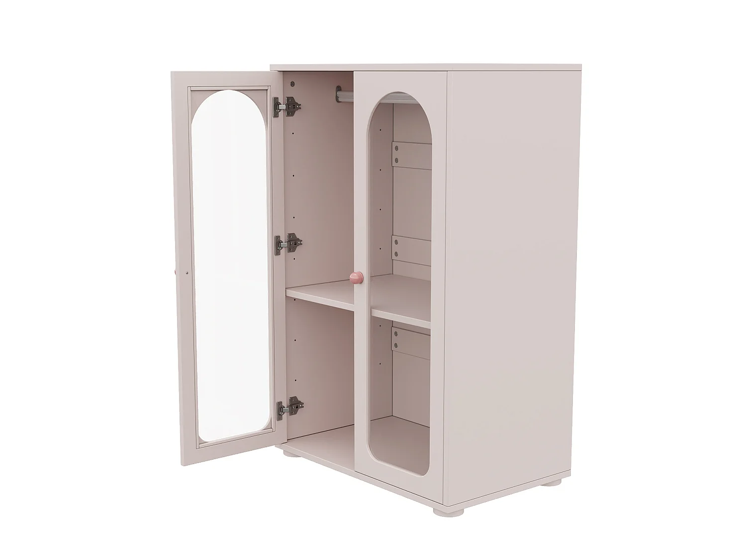 Armoire enfant rose avec 2 portes en acrylique et tringle - MDF