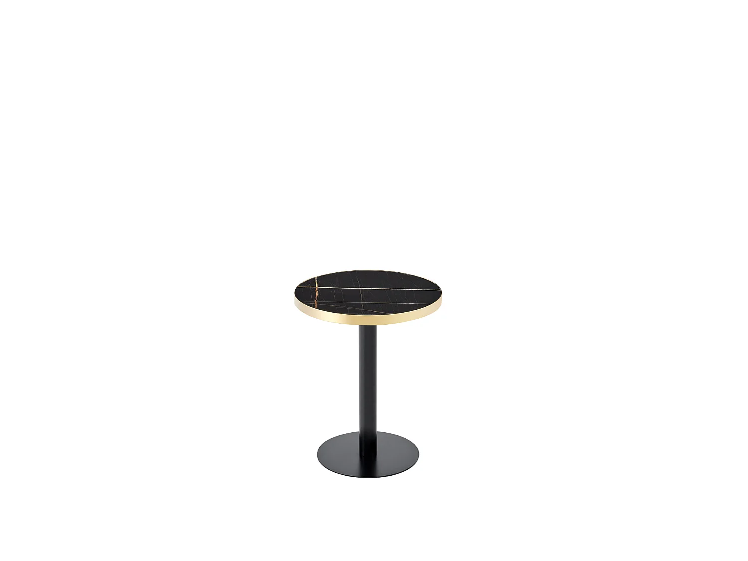 Table d'appoint ronde 60 cm effet marbre - Pied en métal - Noir