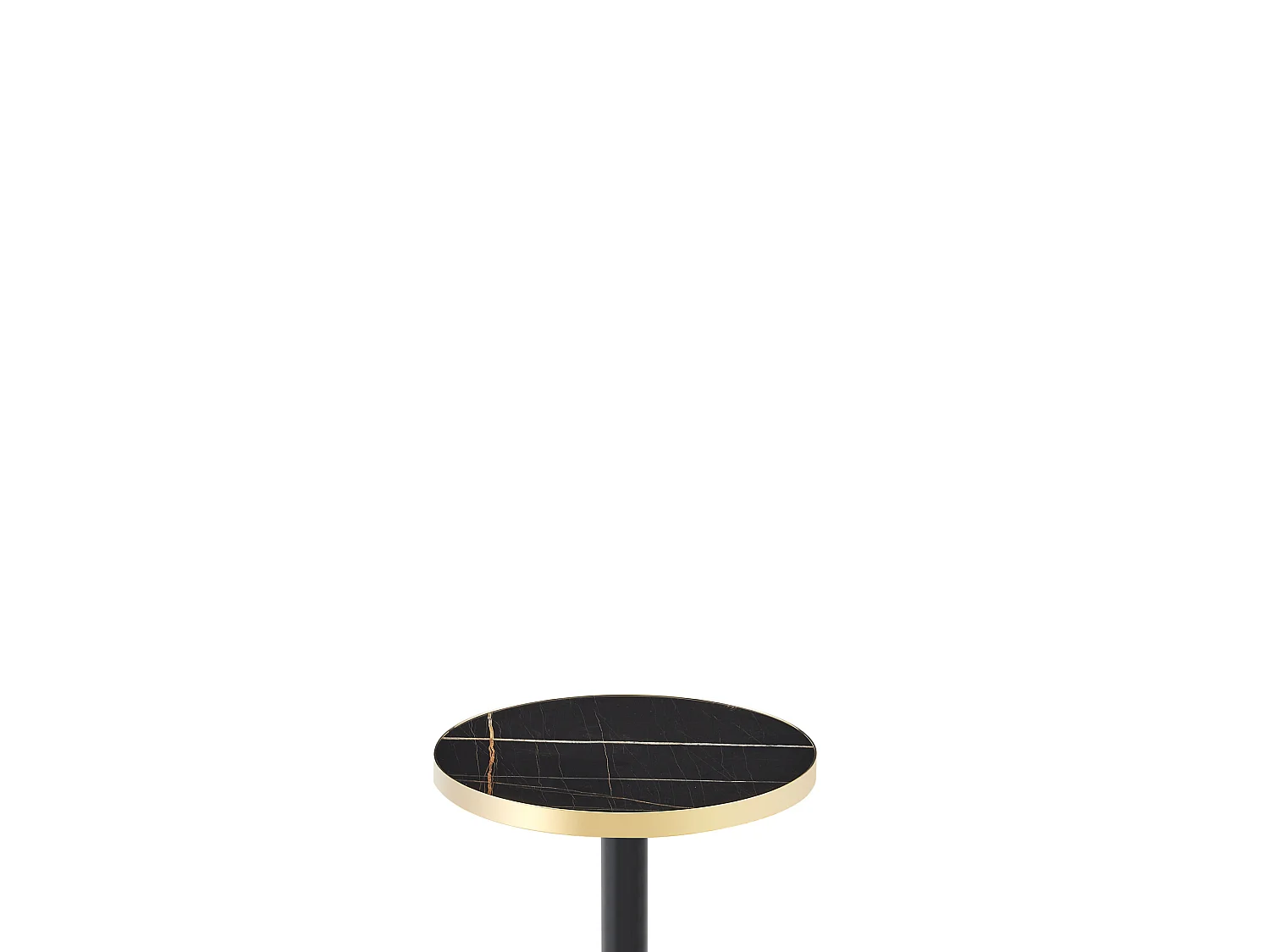 Table d'appoint ronde 60 cm effet marbre - Pied en métal - Noir