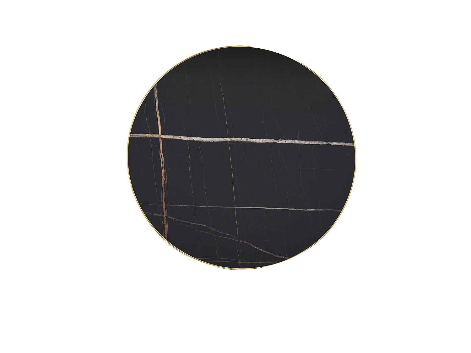 Table d'appoint ronde 60 cm effet marbre - Pied en métal - Noir