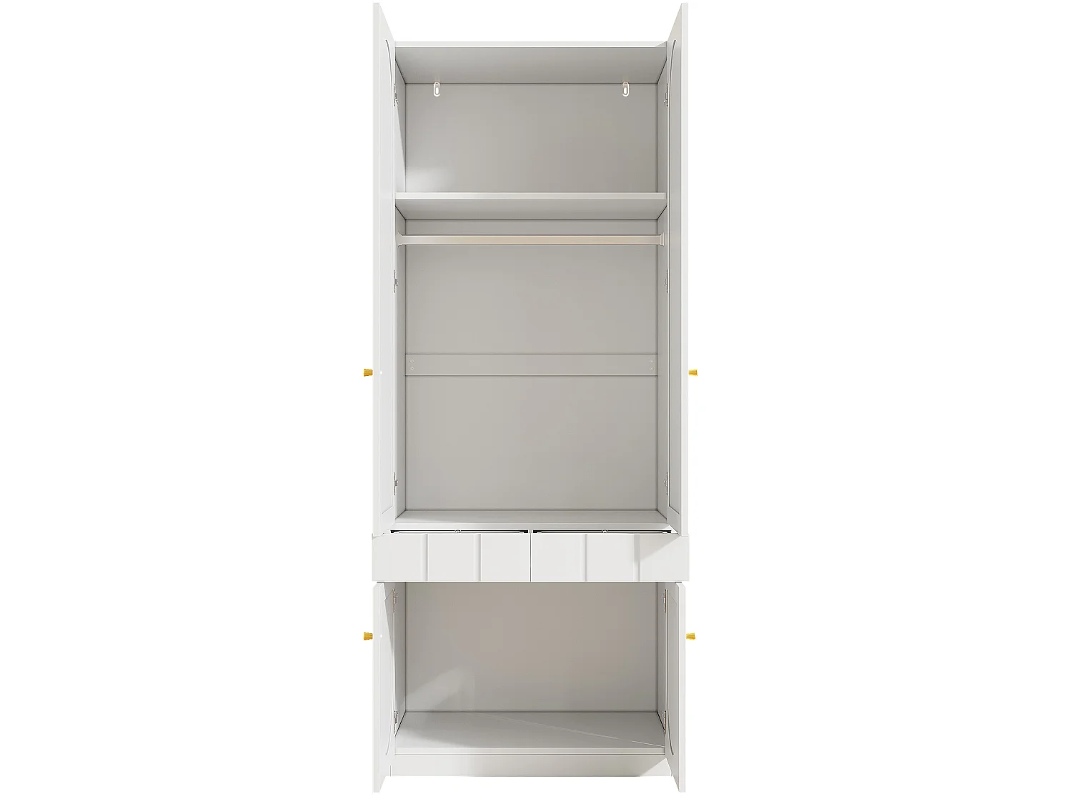 Armoire 80x50x200 cm blanc avec penderie, 4 portes et tiroir