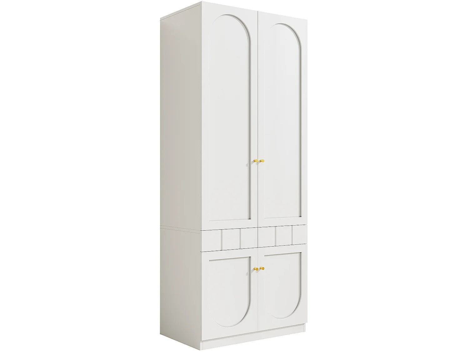 Armoire 80x50x200 cm blanc avec penderie, 4 portes et tiroir