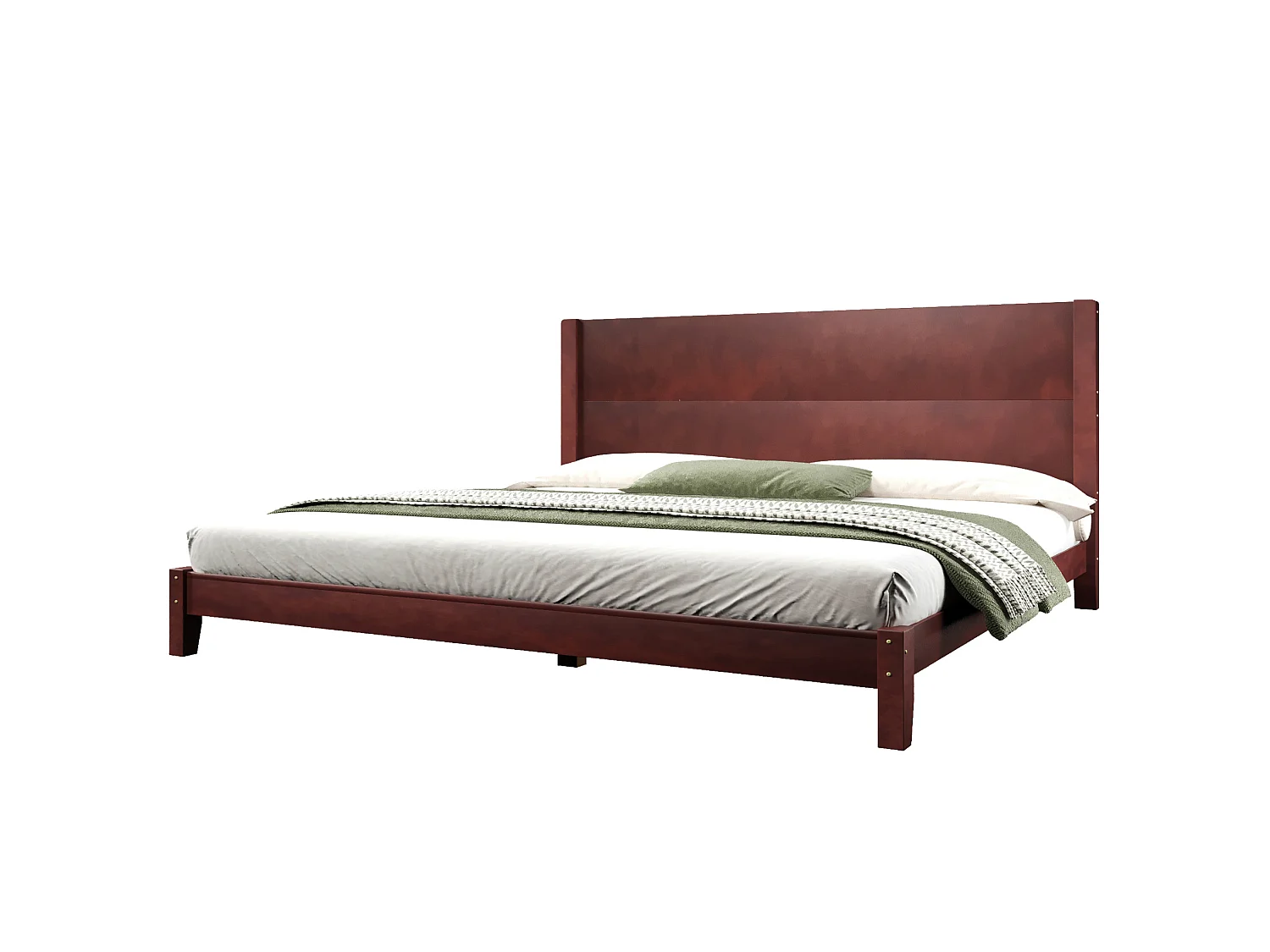Tweepersoonsbed voor volwassenen 180x200 cm met hoofdbord - MDF-hout - Bruin