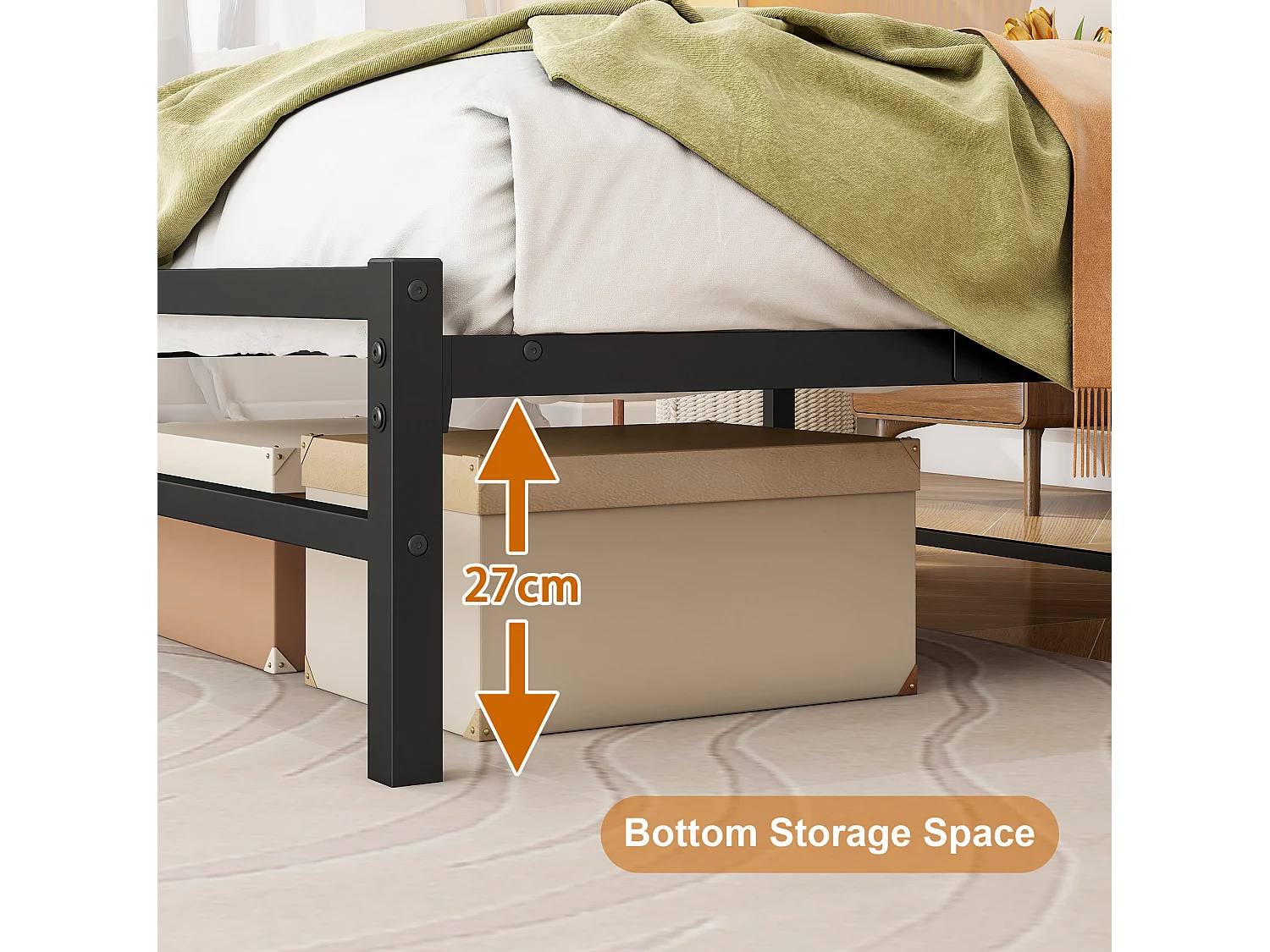 Lit enfant simple 90x200 cm avec tête de lit, USB et LED - MDF et métal - Noir et marron