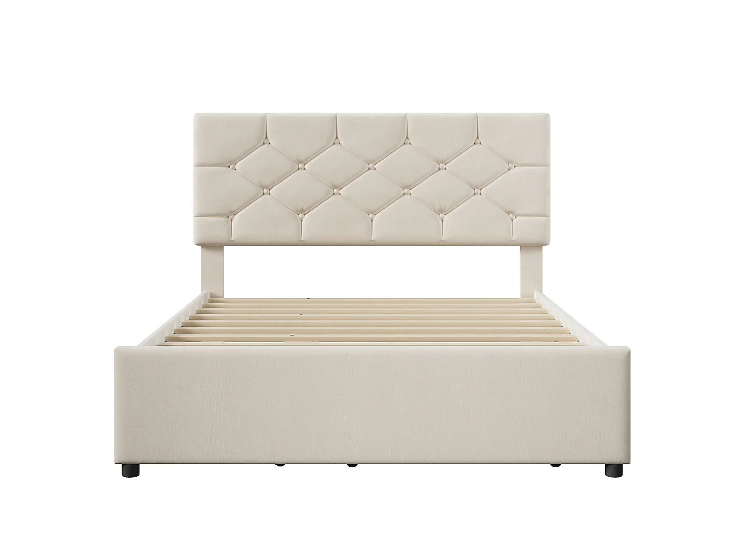 Lit adulte 140 x 200 cm avec lit gigogne 90x190 cm - Velours beige