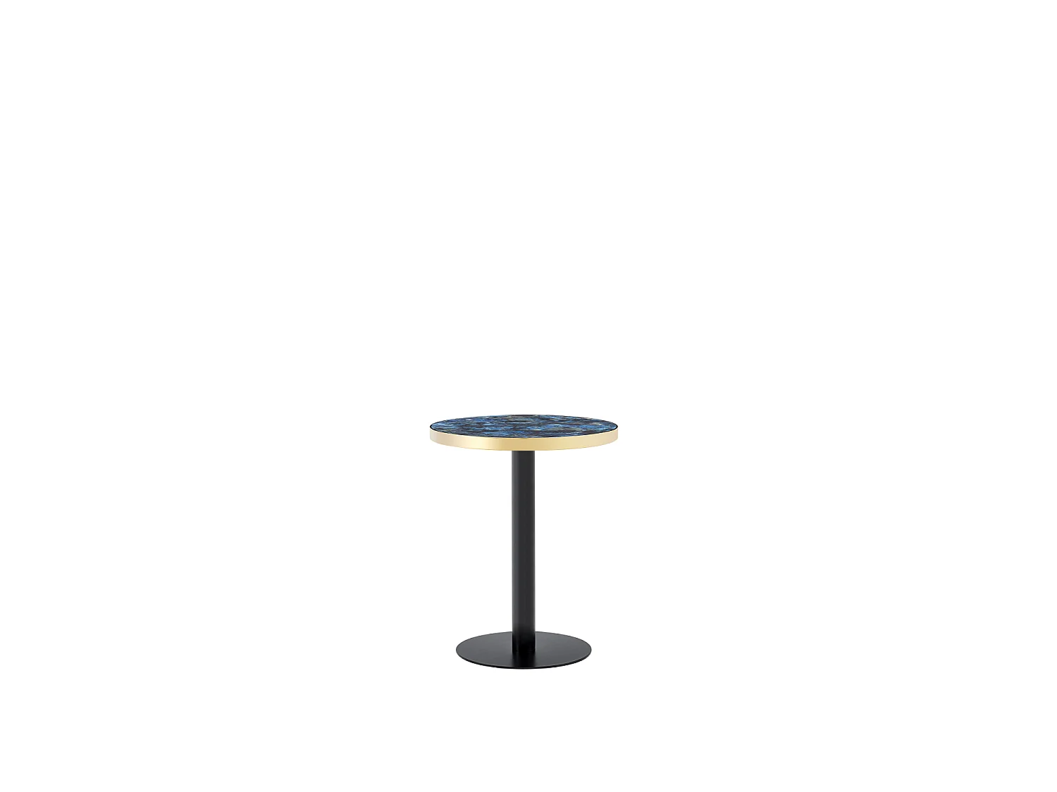 Table d’appoint ronde 60 cm effet marbre bleu - Pied en métal noir