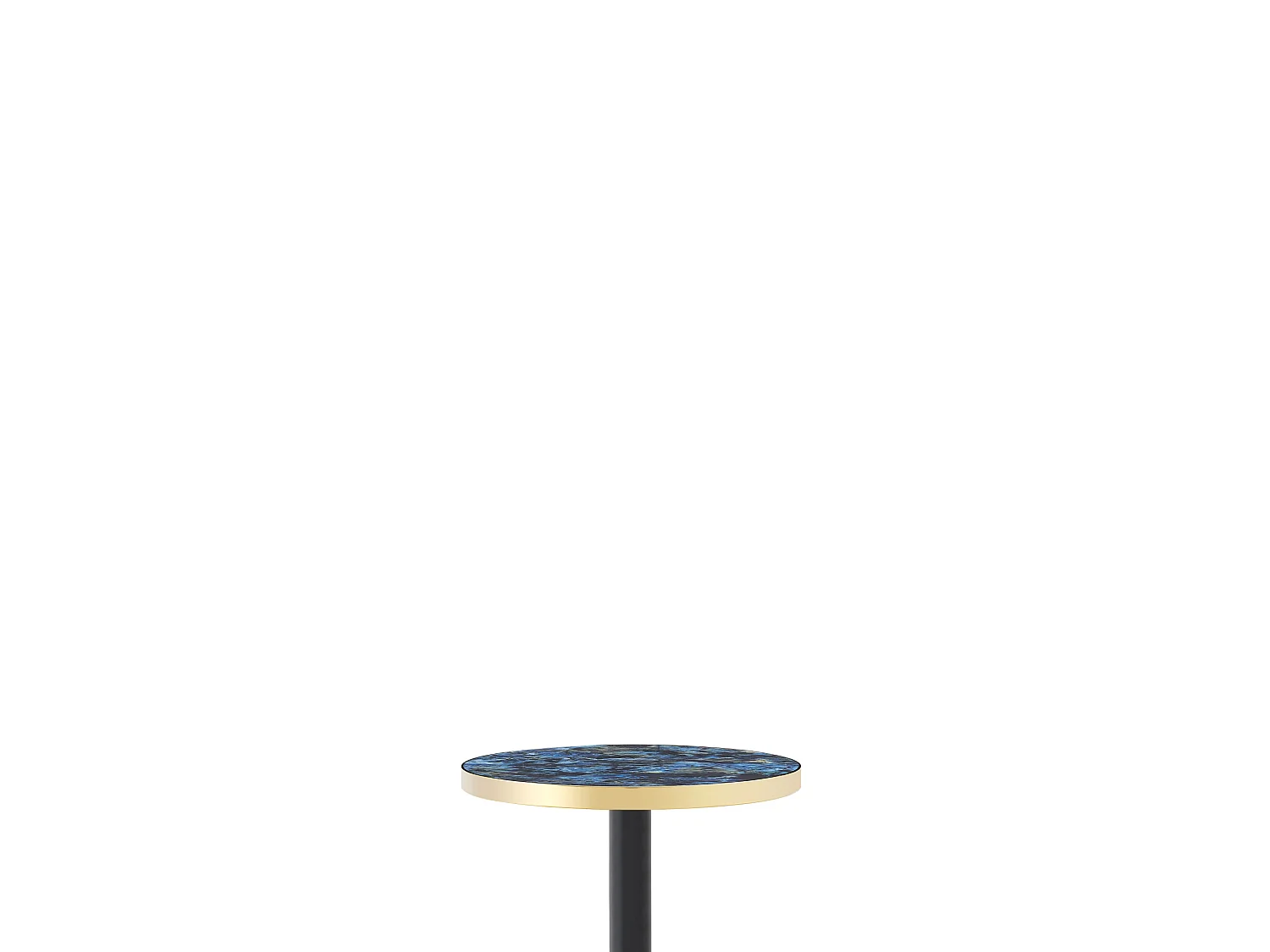 Table d’appoint ronde 60 cm effet marbre bleu - Pied en métal noir
