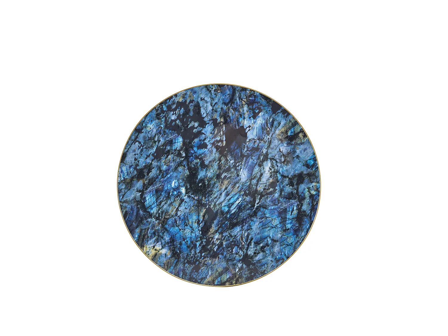 Table d’appoint ronde 60 cm effet marbre bleu - Pied en métal noir