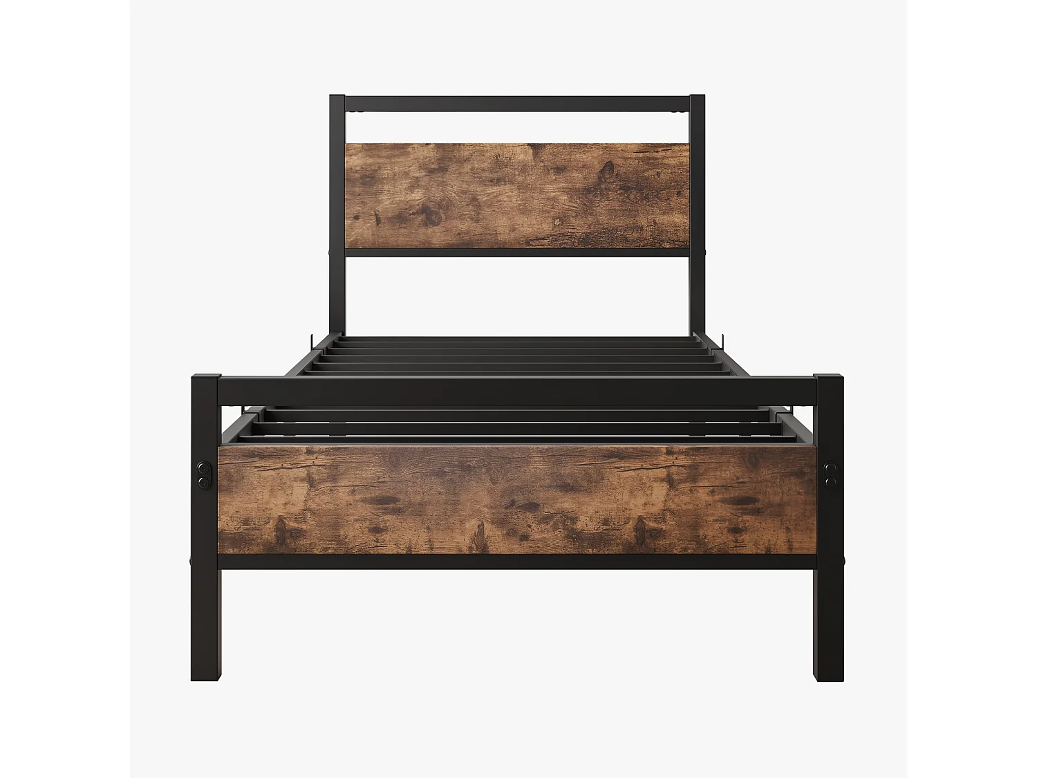 Lit enfant 90x200 cm en métal brun avec sommier à lattes
