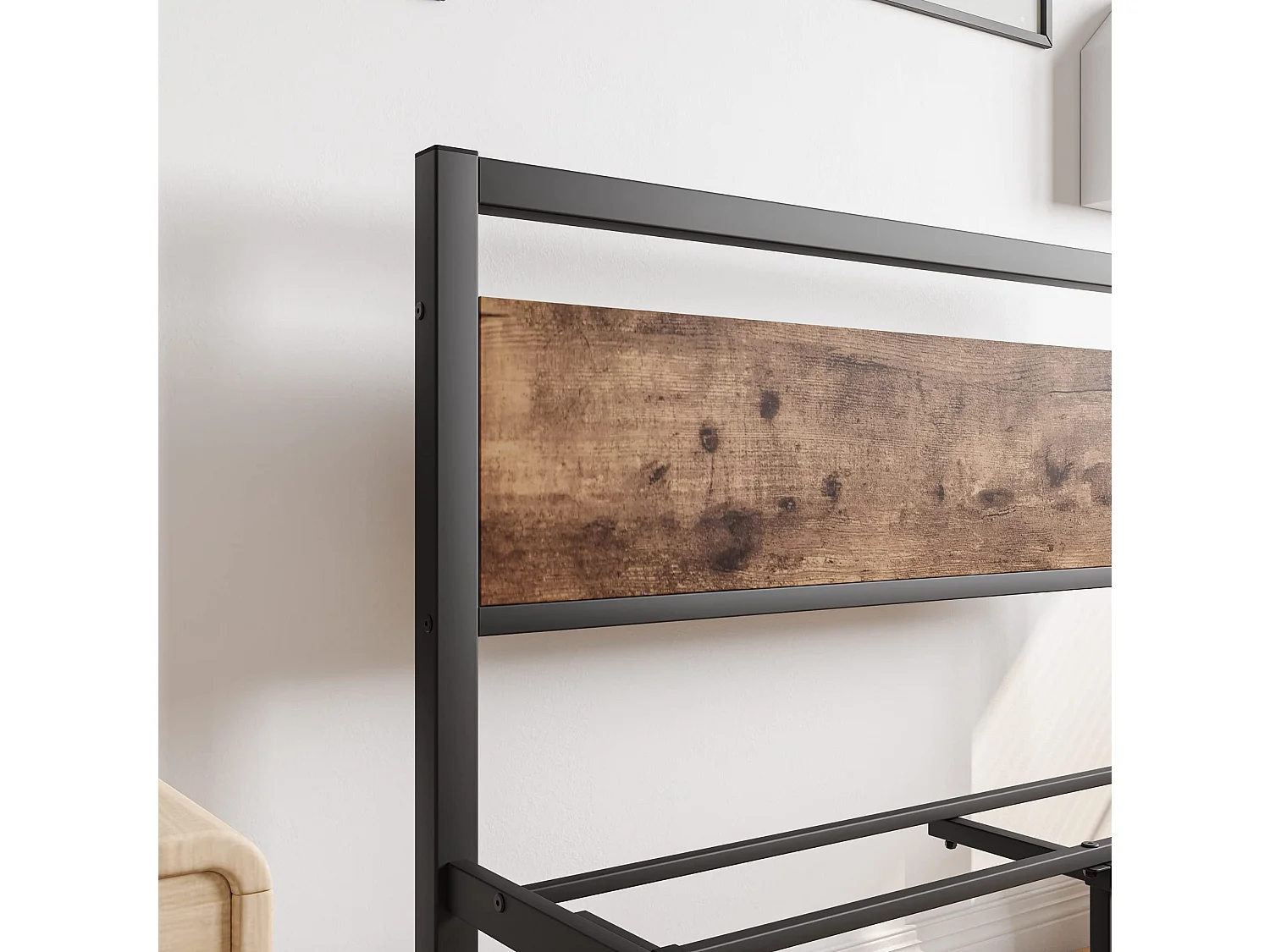 Lit enfant 90x200 cm en métal brun avec sommier à lattes