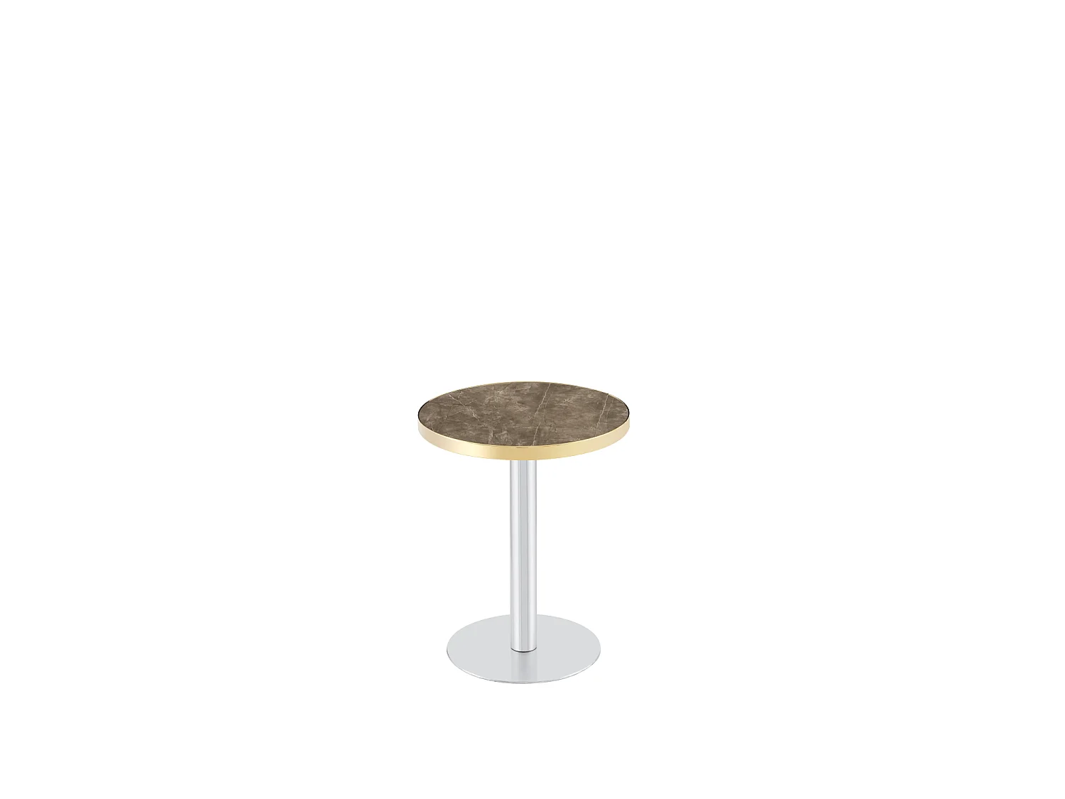 Runt sidobord, 60 cm, grå marmoreffekt - Silverfärgad rostfri stålbas