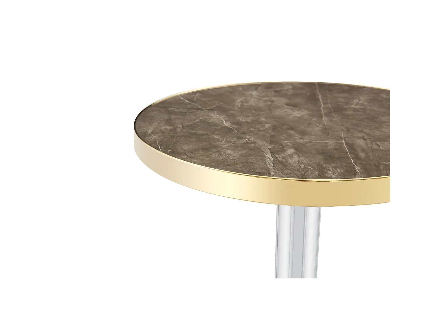 Runt sidobord, 60 cm, grå marmoreffekt - Silverfärgad rostfri stålbas