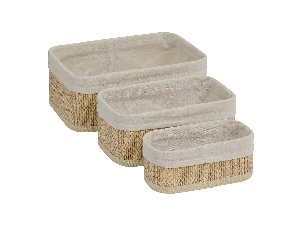 Lot de 3 Paniers en Bambou "Stemy" 31cm Beige