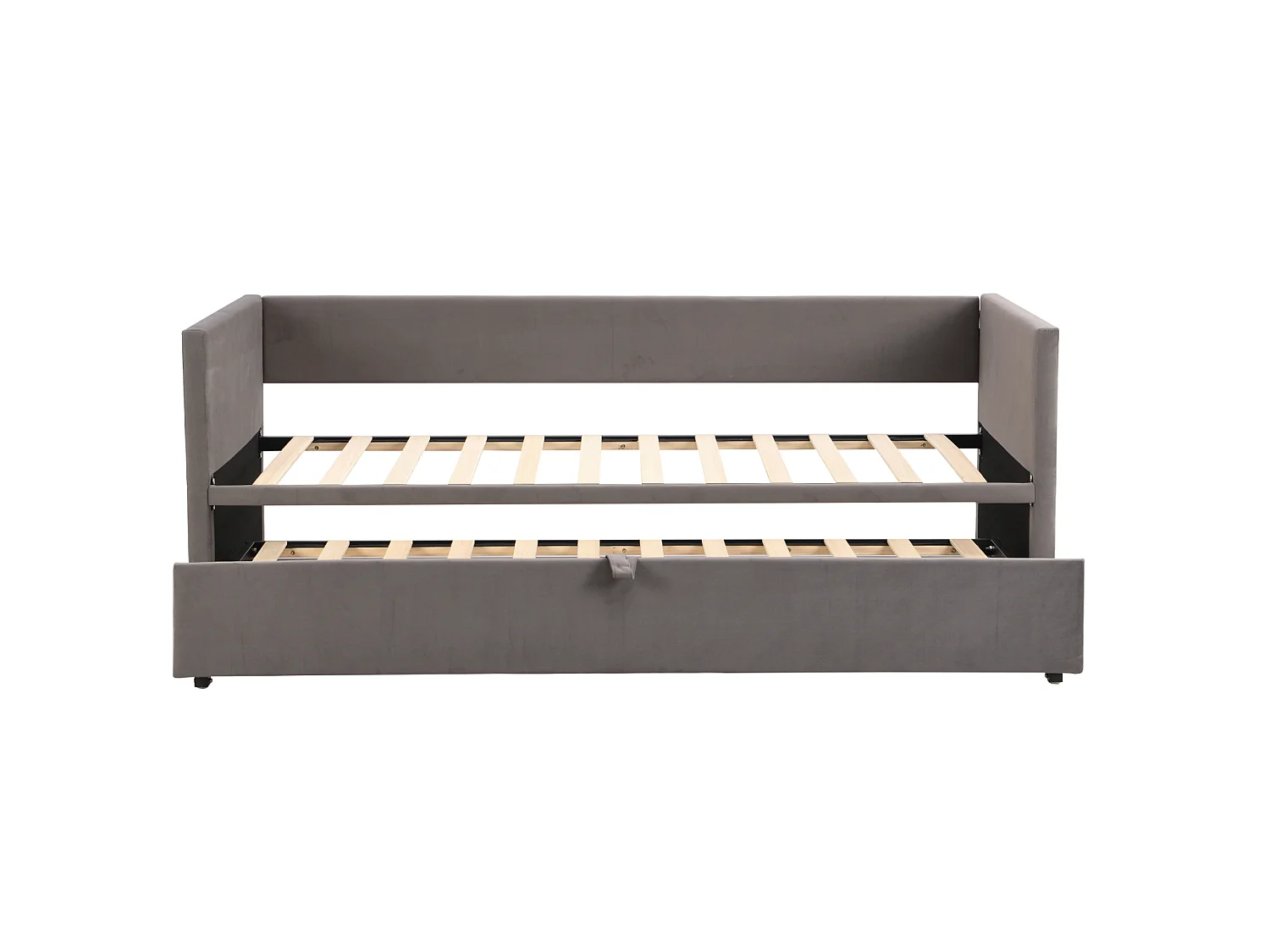 DreamMespace Canapé-lit gigogne relevable en velours avec sommier - 90/180x200 cm - Gris