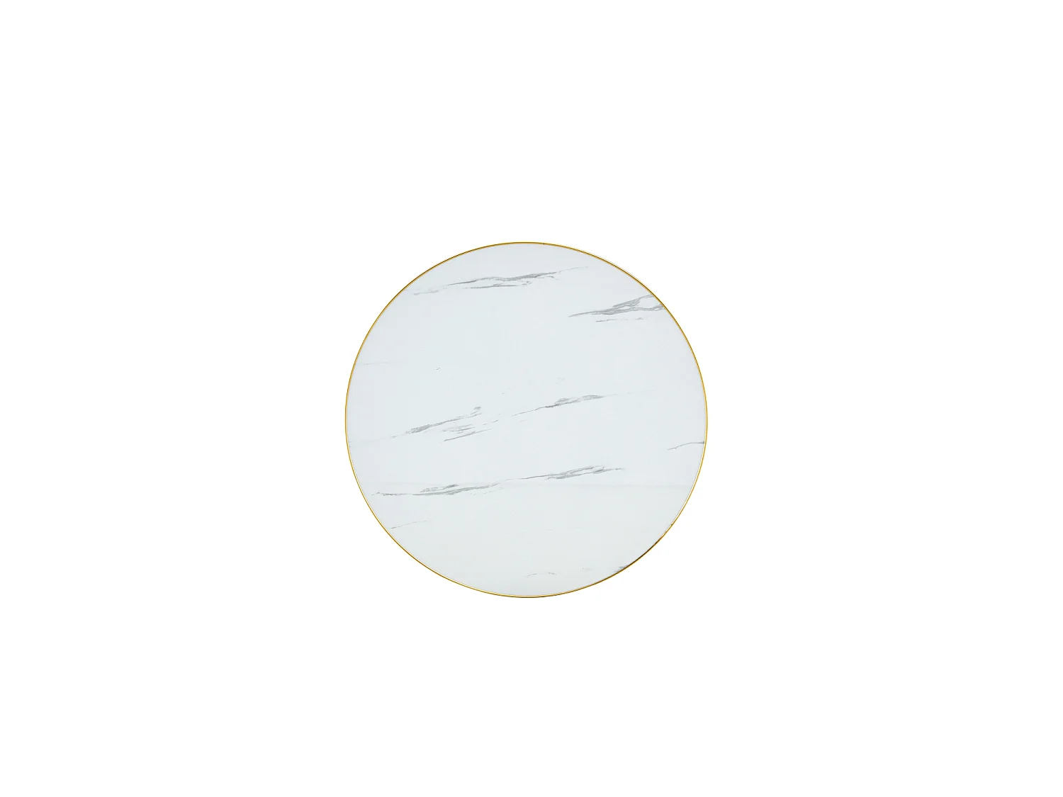 Table d'appoint ronde 60 cm effet marbre blanc - Pied en métal noir