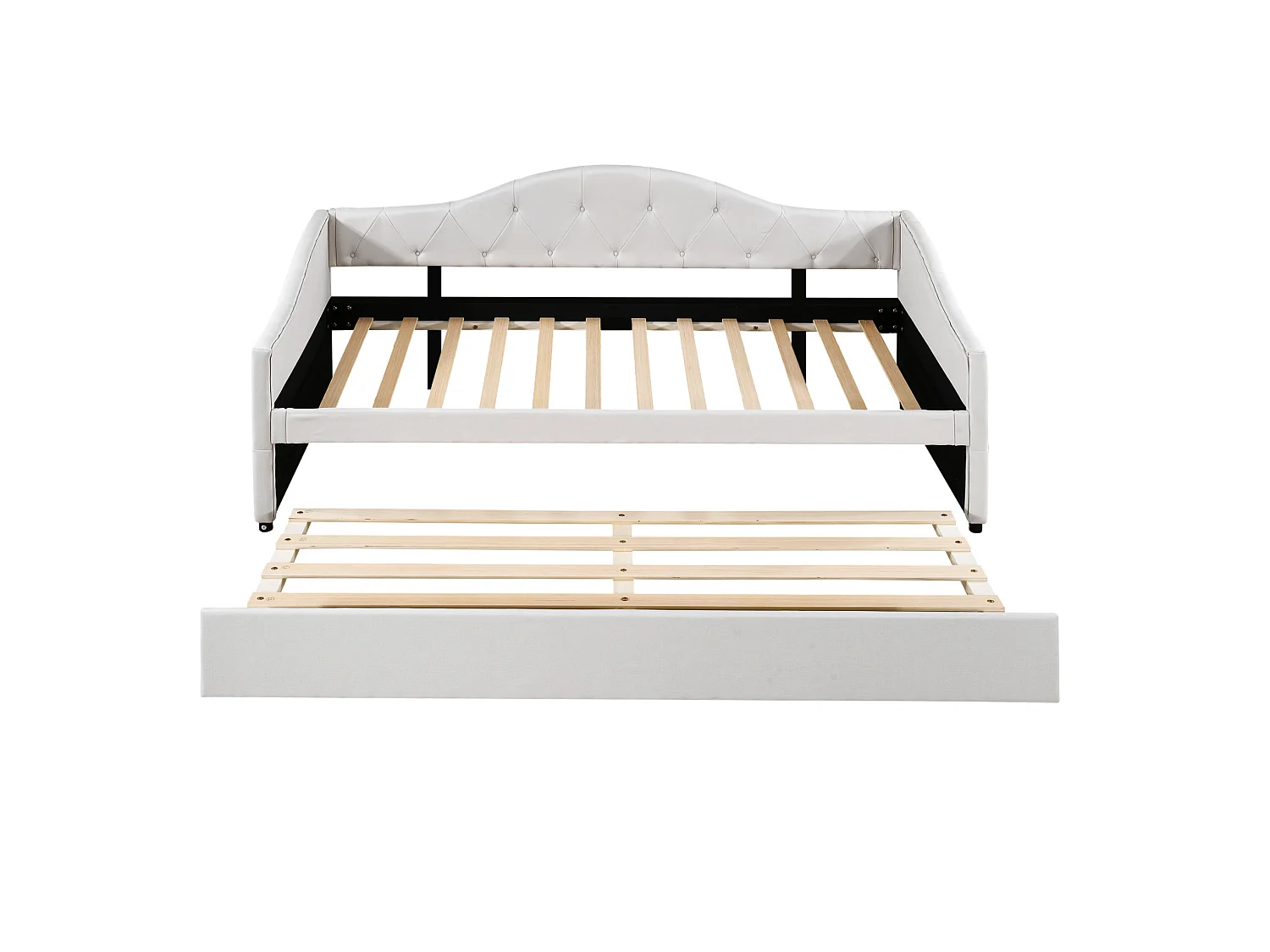 Dagbädd 90 x 200 cm med utdragbar säng 90 x 190 cm - Beige linnetyg