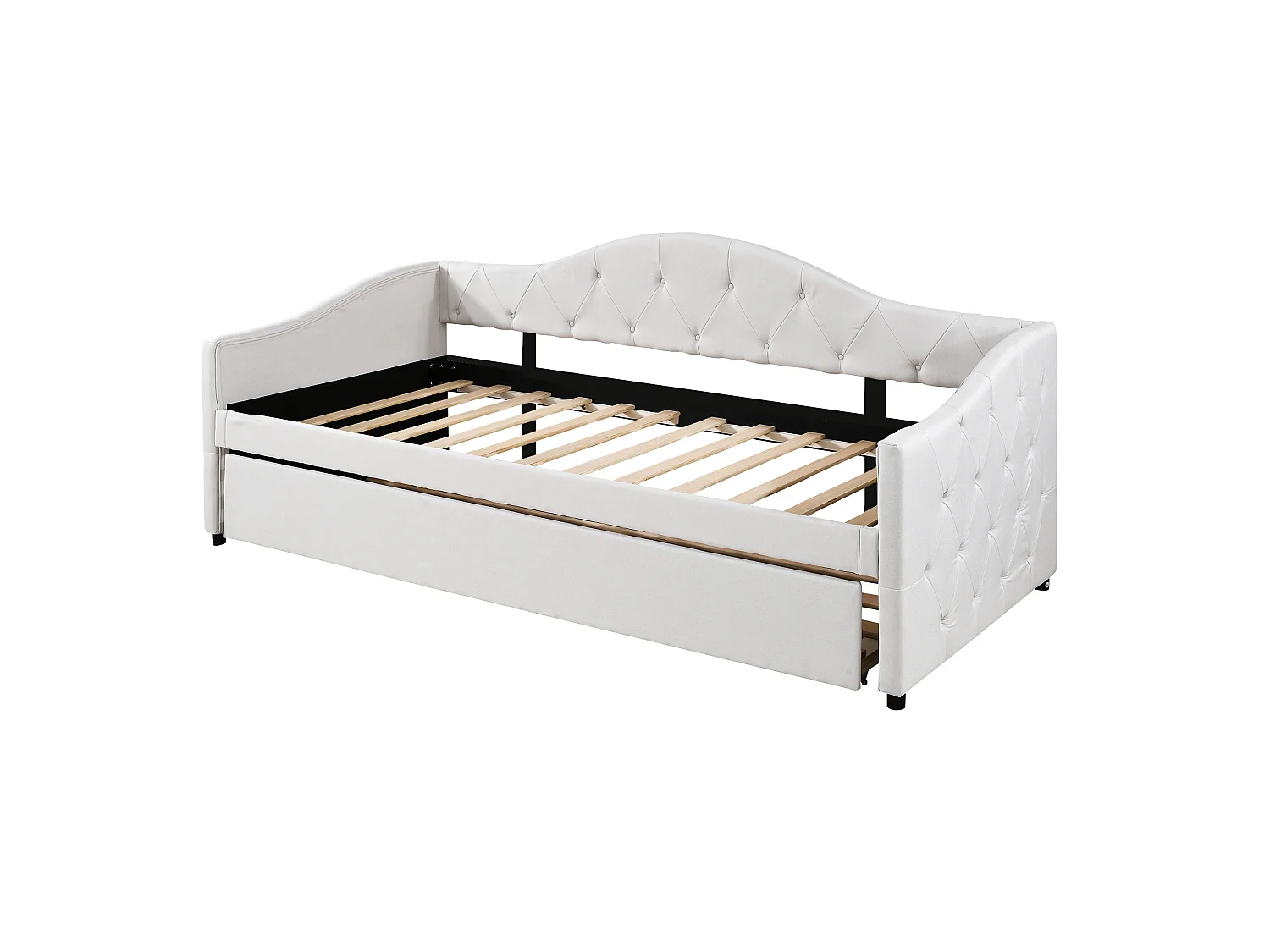 Dagbädd 90 x 200 cm med utdragbar säng 90 x 190 cm - Beige linnetyg
