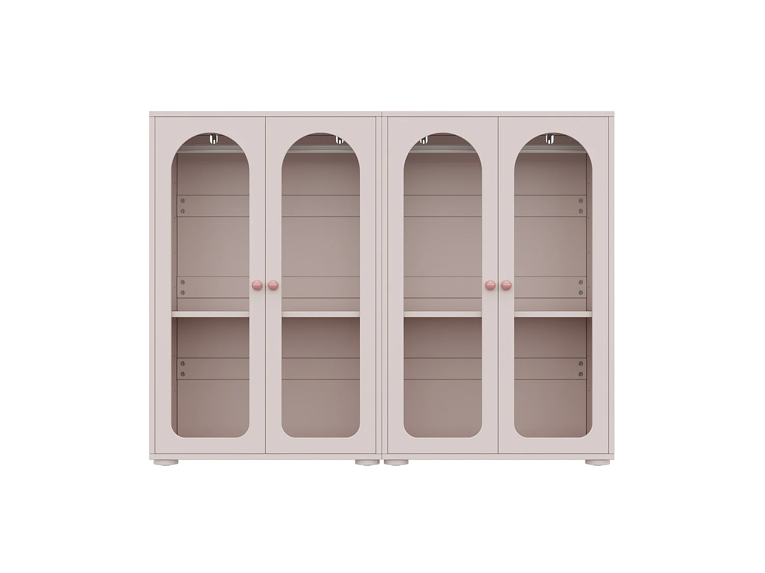 Lot de 2 Armoire enfant rose avec portes en acrylique et tringle - MDF